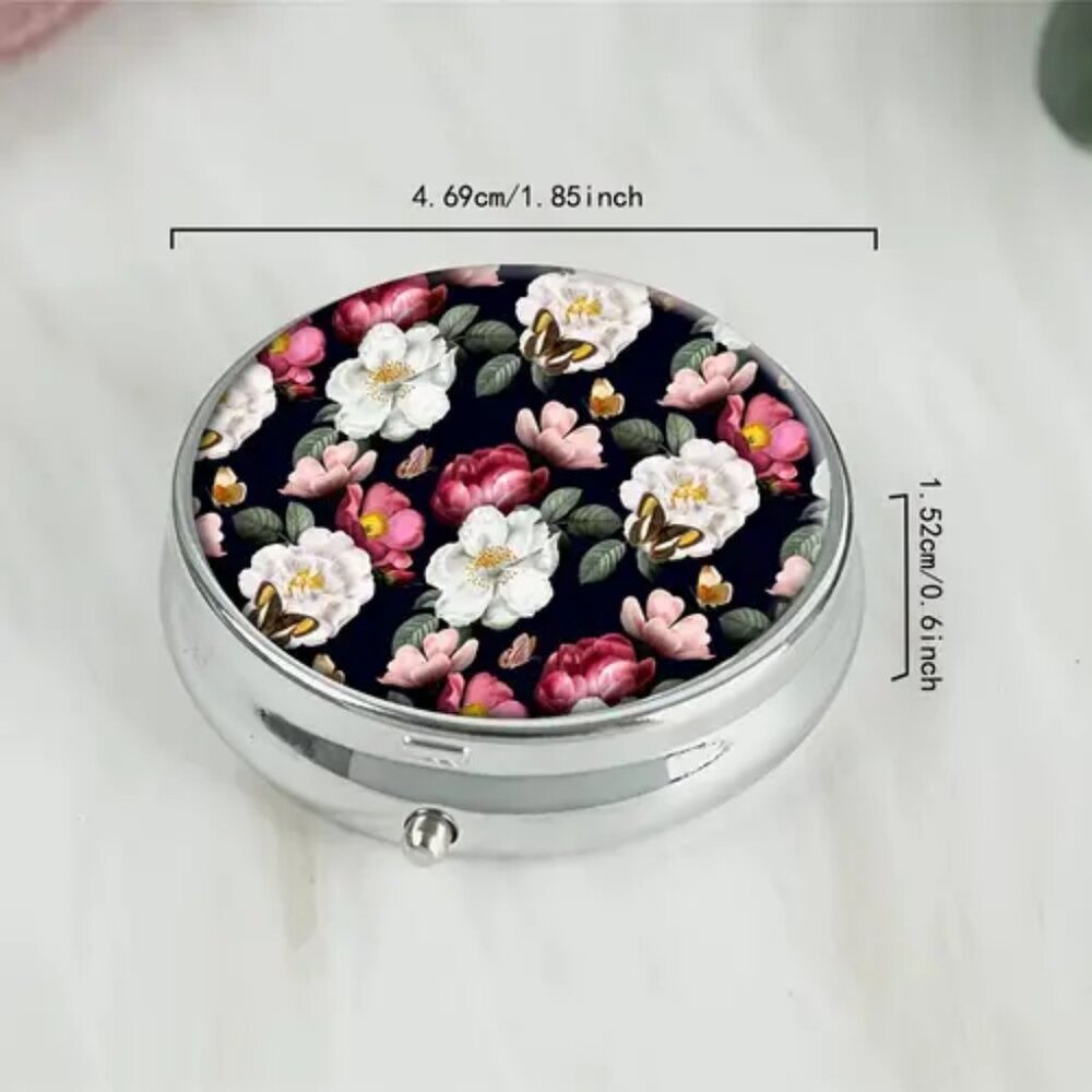 1pc.  Butterfly & Floral Pill Box